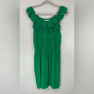Amanda Uprichard Green 100% Silk Ruffle Mini Dress Women’s Small